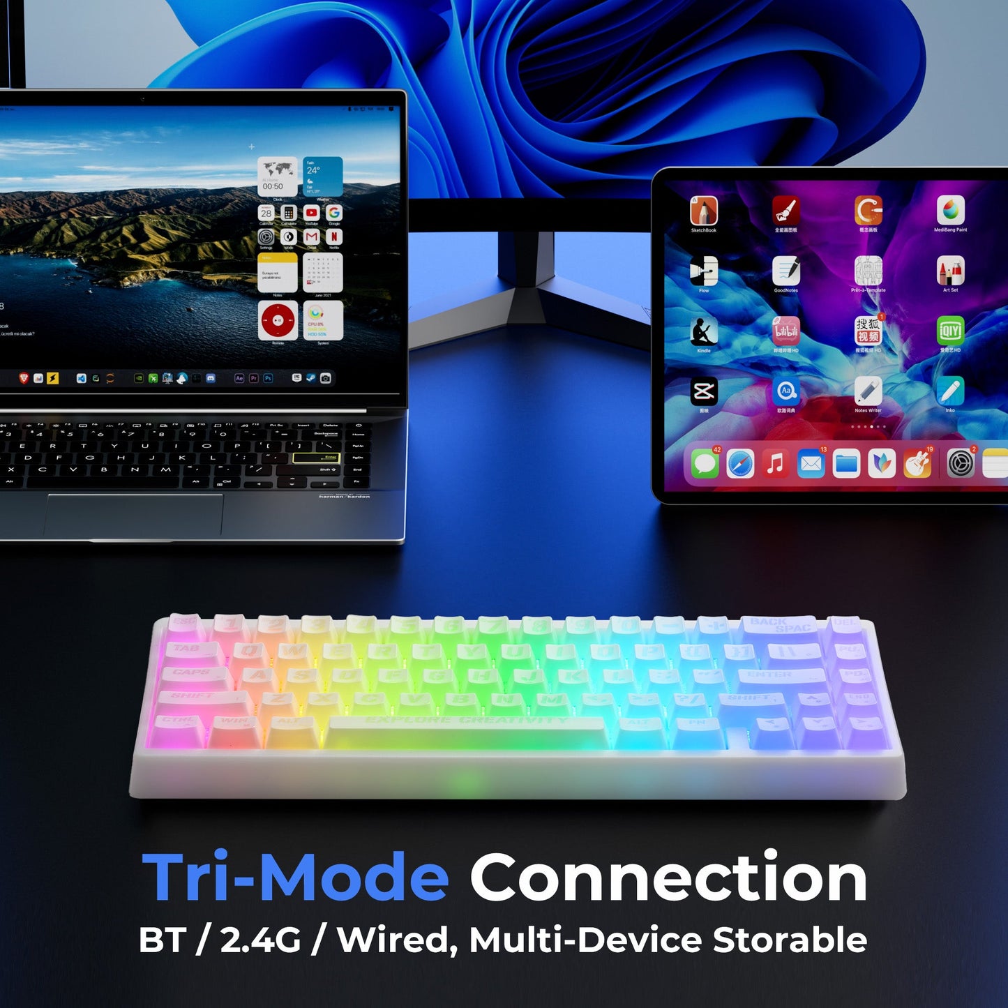XVX M67 Miami Tri-Mode Mechanical Keyboard With IMD-Tech Keycaps