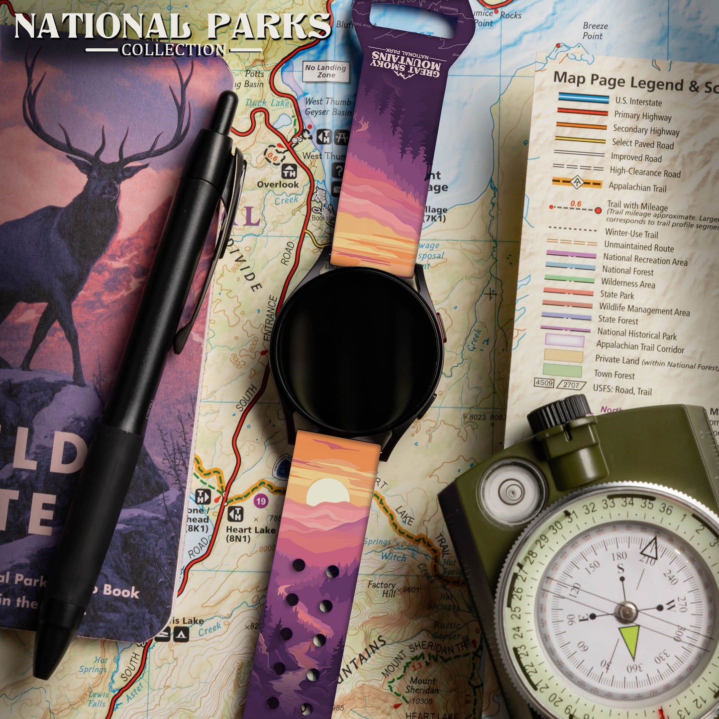 National Parks Great Smoky Mountains HD Watchband for Samsung, Garmin, Fossil, and More