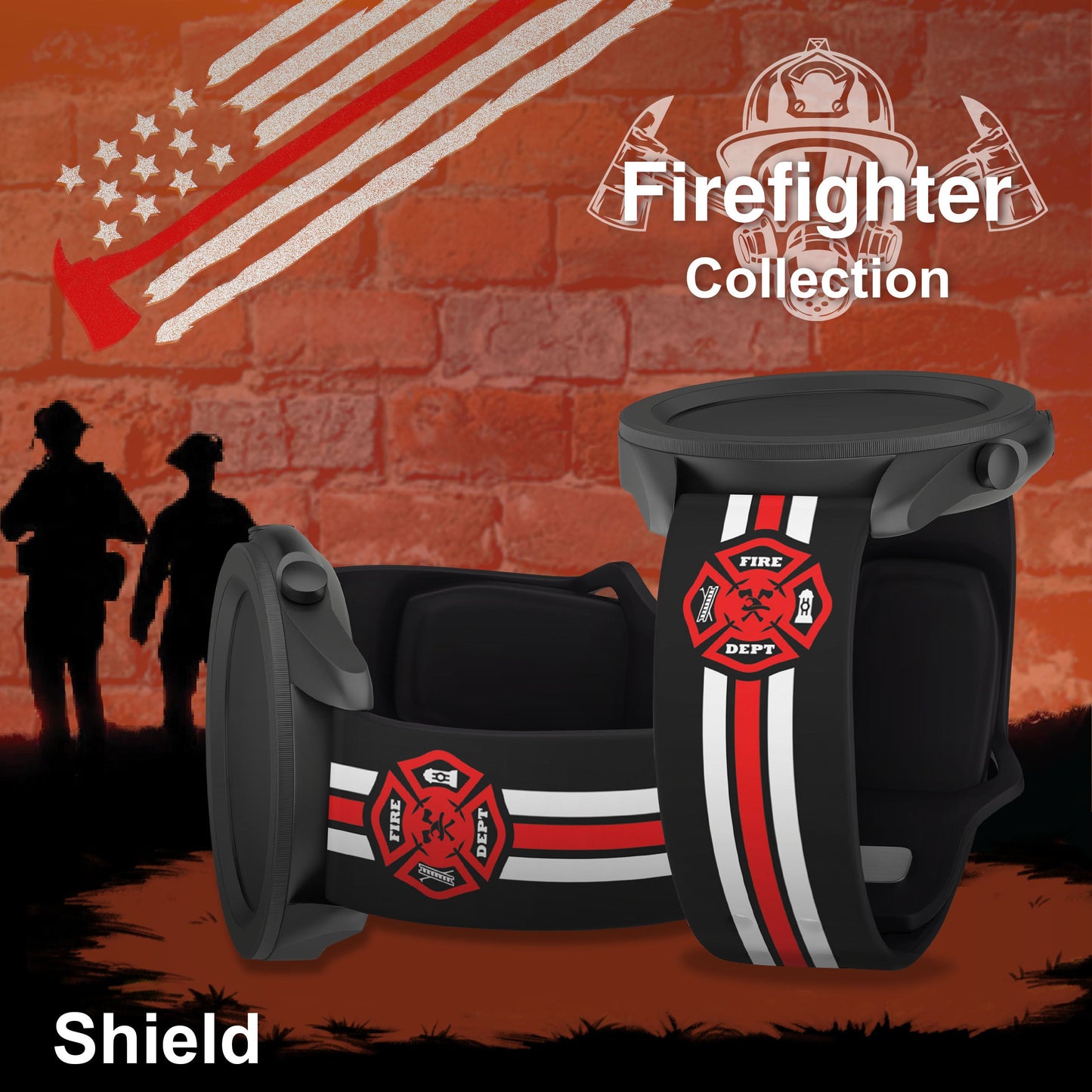 FireFighter First Responder HD Watchband for Samsung, Garmin, Fossil, and More for Samsung, Garmin, Fossil, and More