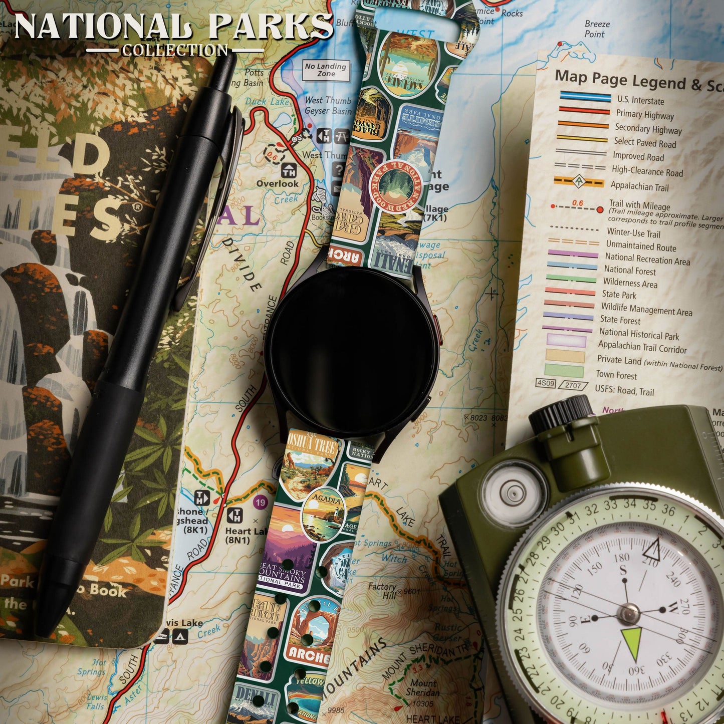 National Parks Stickers HD Watchband for Samsung, Garmin, Fossil, and More