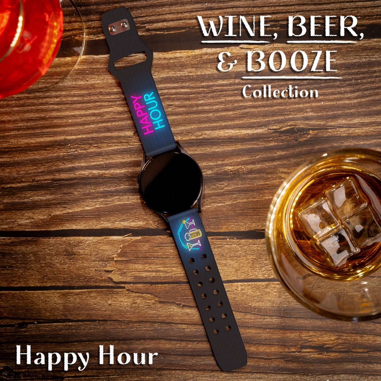 Wine, Beer, & Booze HD Watchband for Samsung, Garmin, Fossil, and More