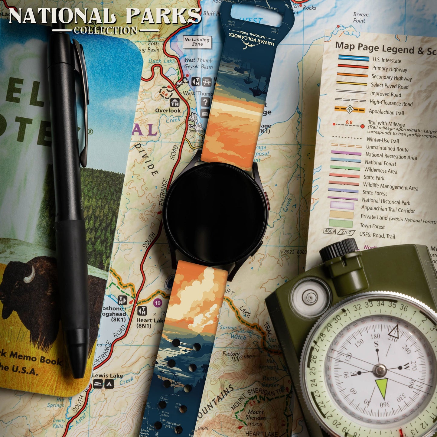 National Parks Hawaii Volcanoes HD Watchband for Samsung, Garmin, Fossil, and More