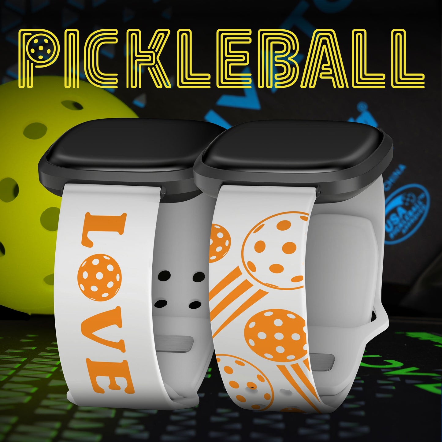 Pickleball Brights HD Fitbit Versa 3 & Sense 1 Watch Band