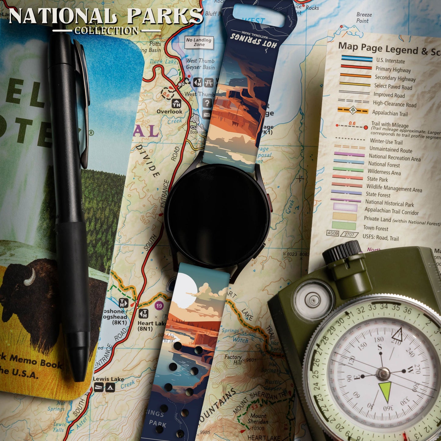 National Parks Hot Springs HD Watchband for Samsung, Garmin, Fossil, and More