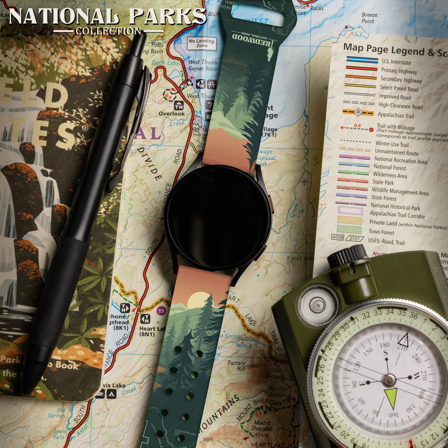 National Parks Redwood HD Watchband for Samsung, Garmin, Fossil, and More