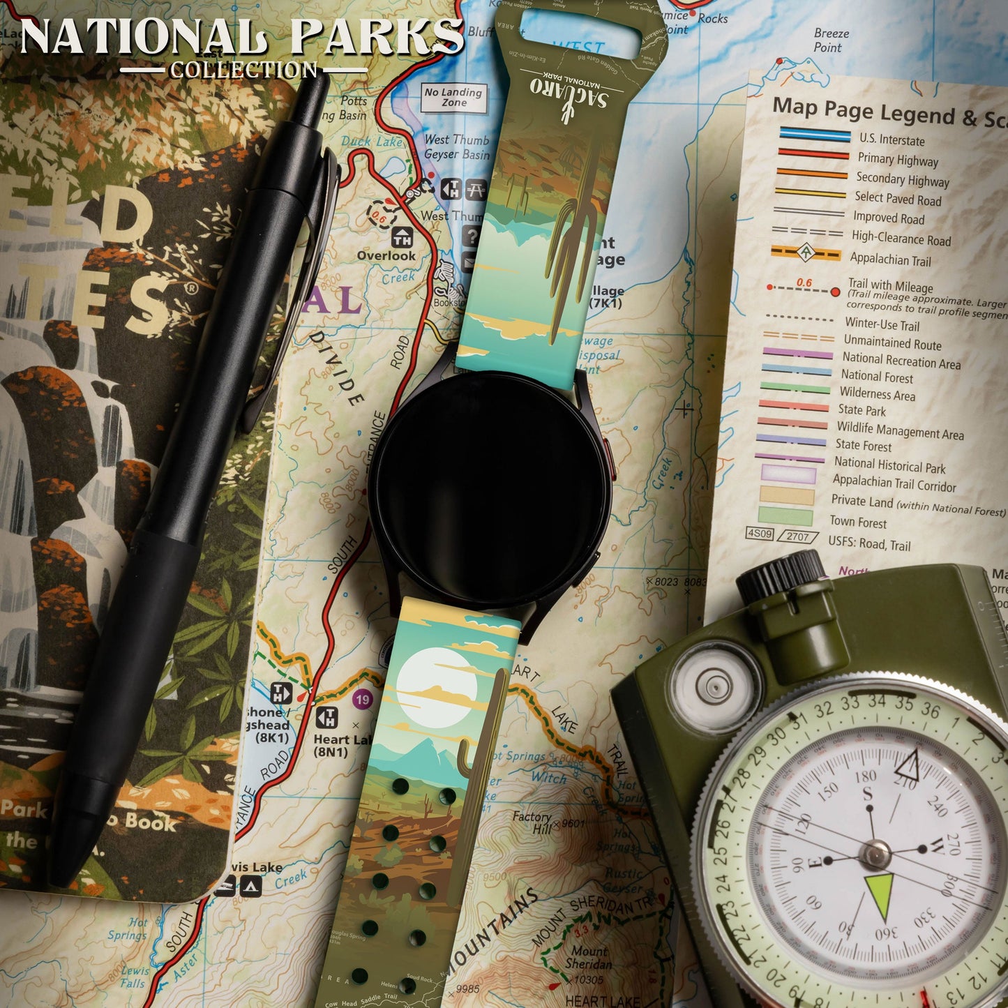 National Parks Saguaro HD Watchband for Samsung, Garmin, Fossil, and More