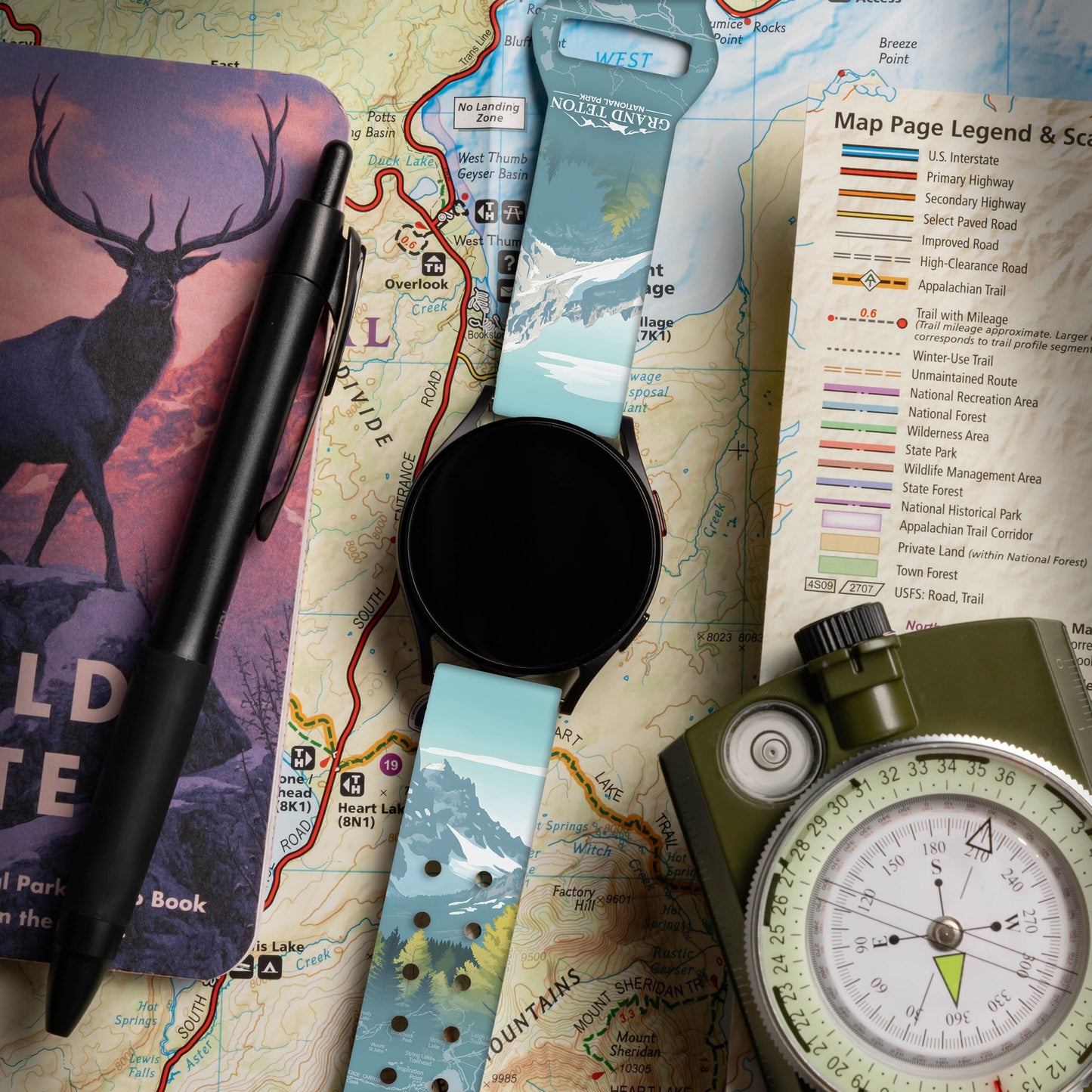 National Parks Grand Teton HD Watchband for Samsung, Garmin, Fossil, and More
