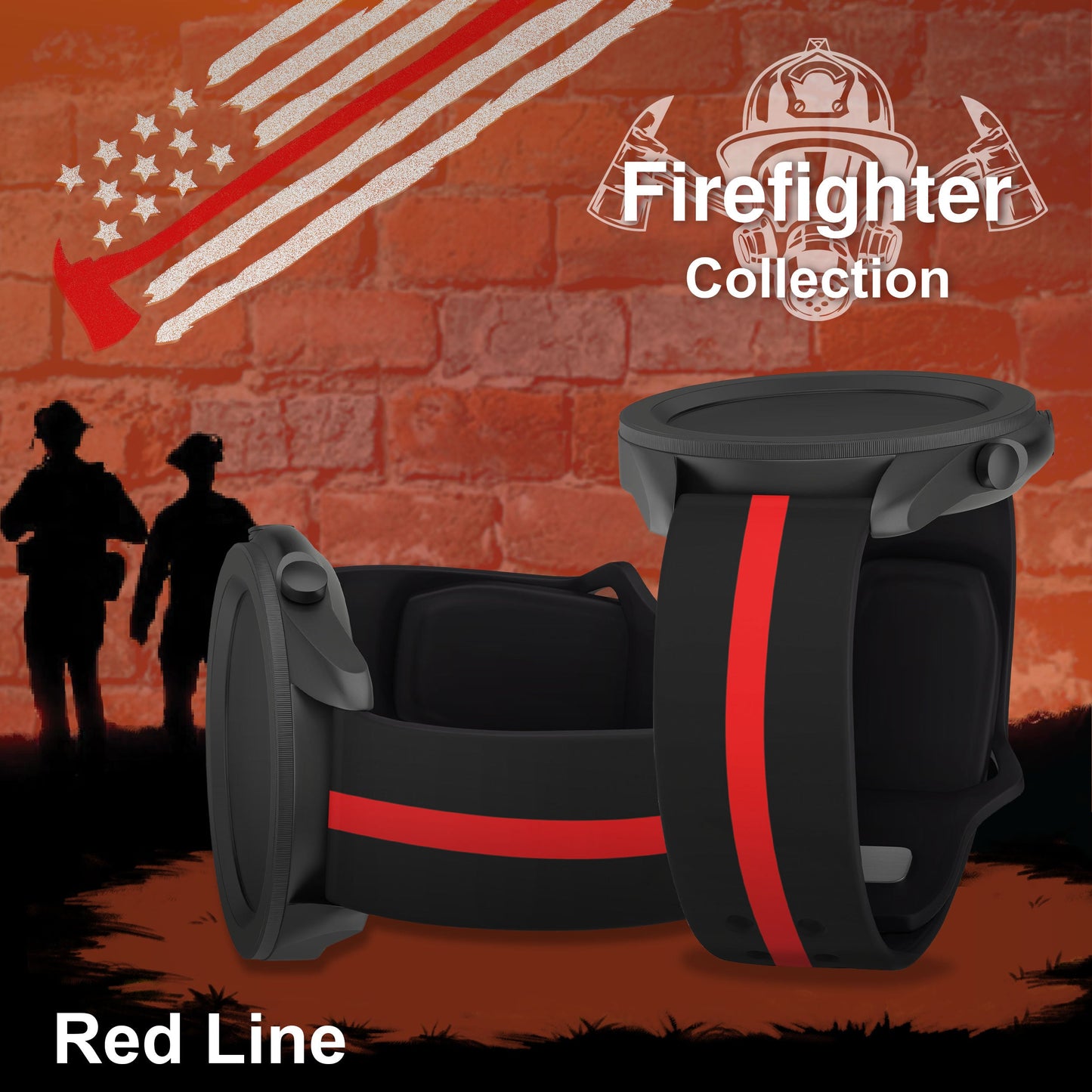 FireFighter First Responder HD Watchband for Samsung, Garmin, Fossil, and More for Samsung, Garmin, Fossil, and More
