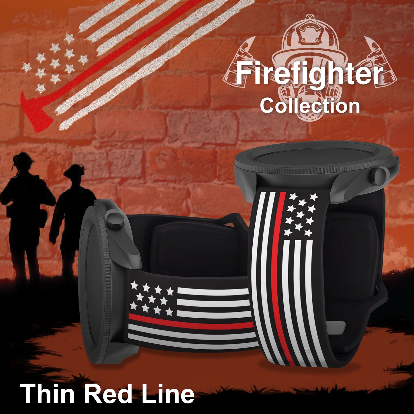 FireFighter First Responder HD Watchband for Samsung, Garmin, Fossil, and More for Samsung, Garmin, Fossil, and More