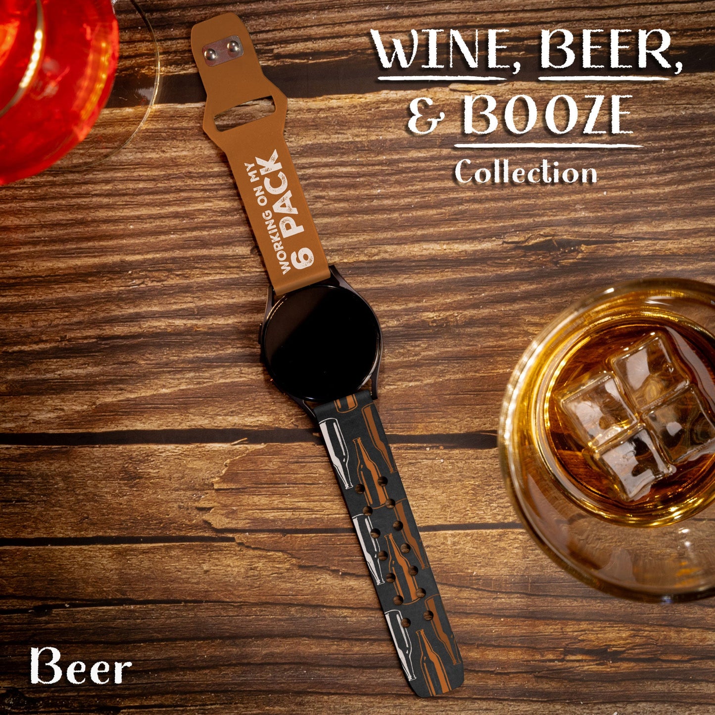 Wine, Beer, & Booze HD Watchband for Samsung, Garmin, Fossil, and More