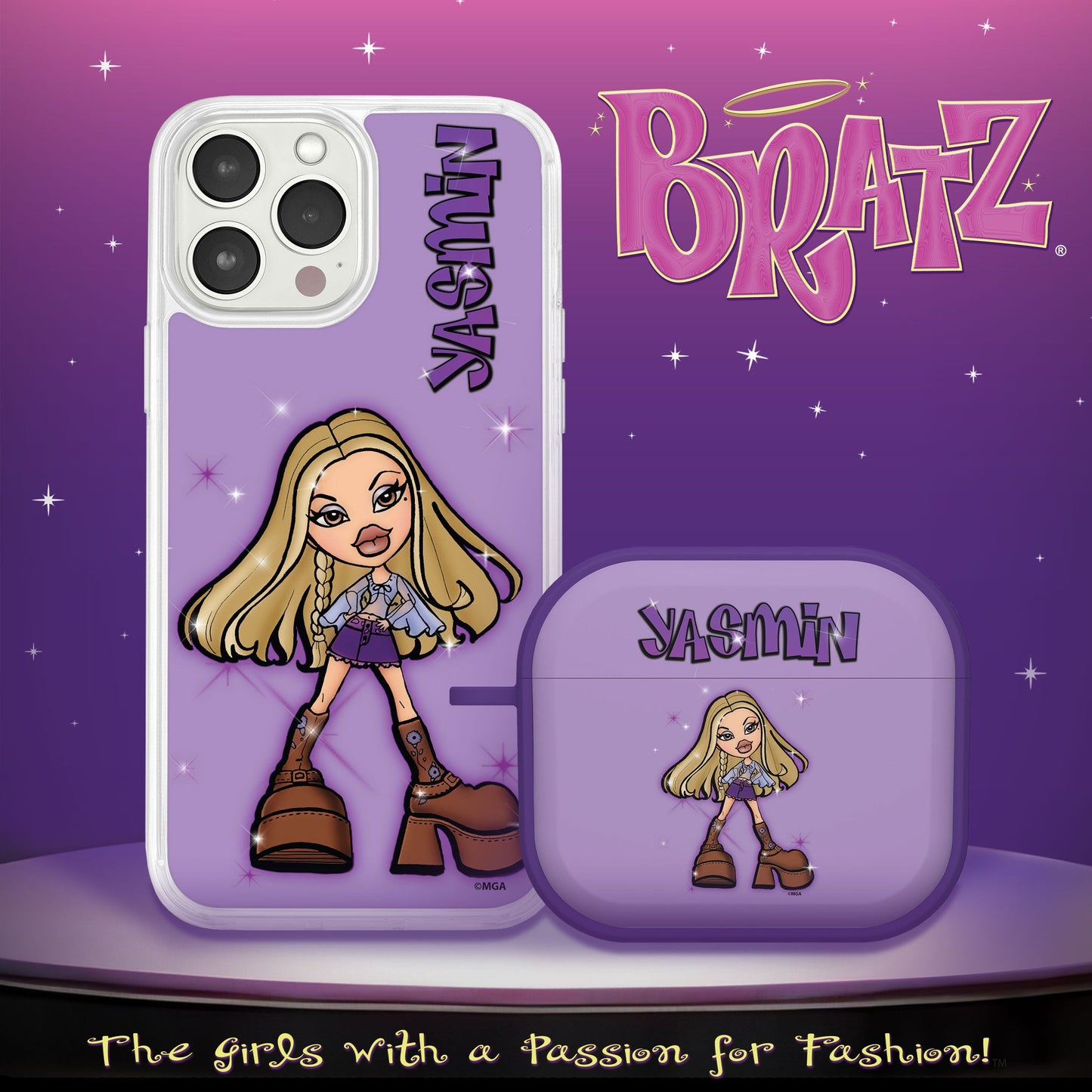 Bratz® Passion For Fashion HD Apple iPhone 14 Mag-Safe Phone Case and AirPods Gen 3 Combo Package