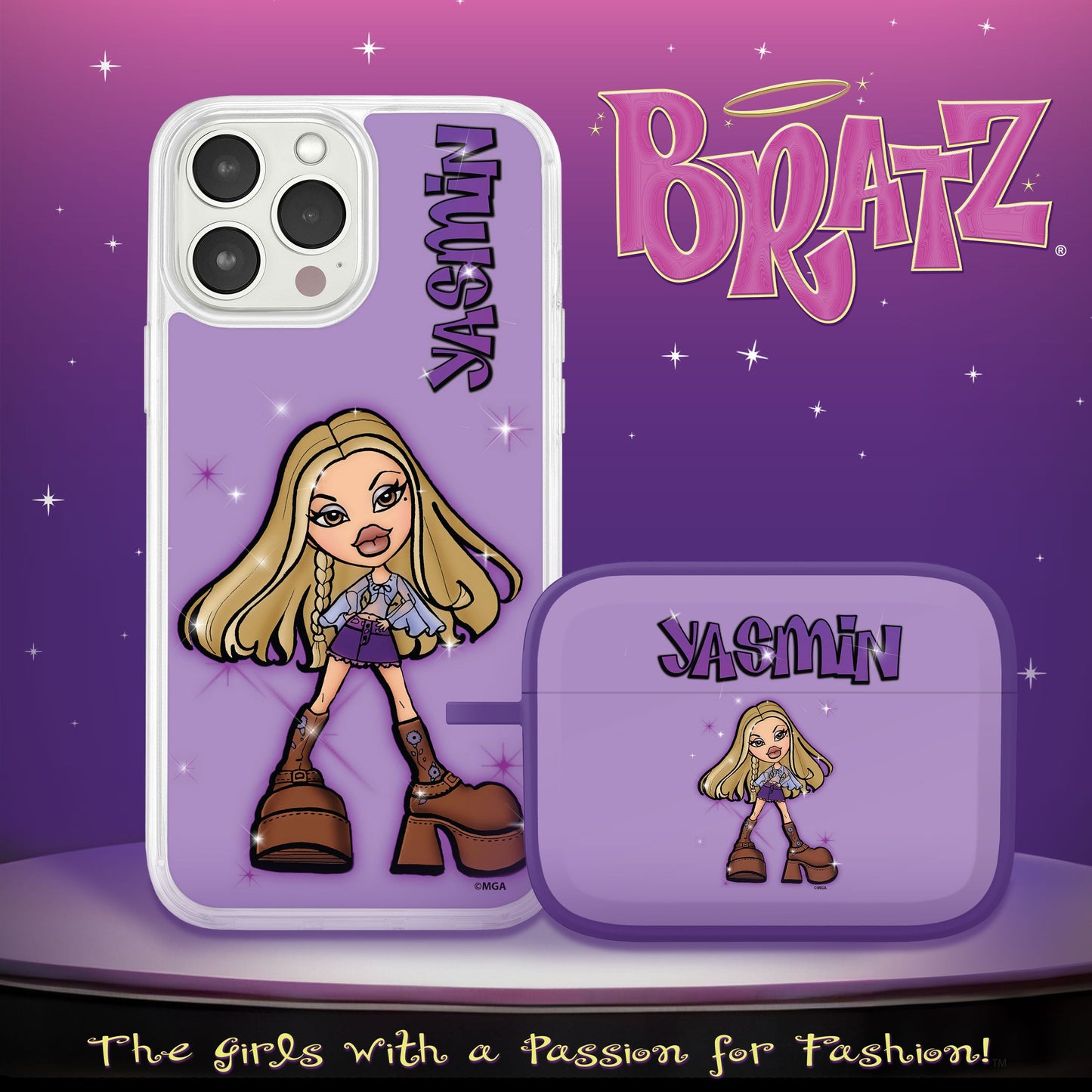 Bratz® Passion For Fashion HD Apple iPhone 12 Mag-Safe Phone Case and AirPods Pro Combo Package