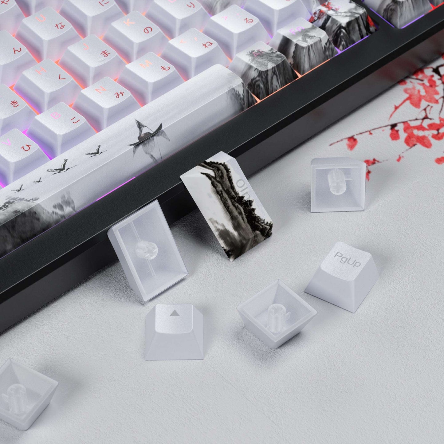 XVX Plum Blossom Cherry Profile Double shot 5-sided Dye-Sub PBT Keycap Set (127-Key)