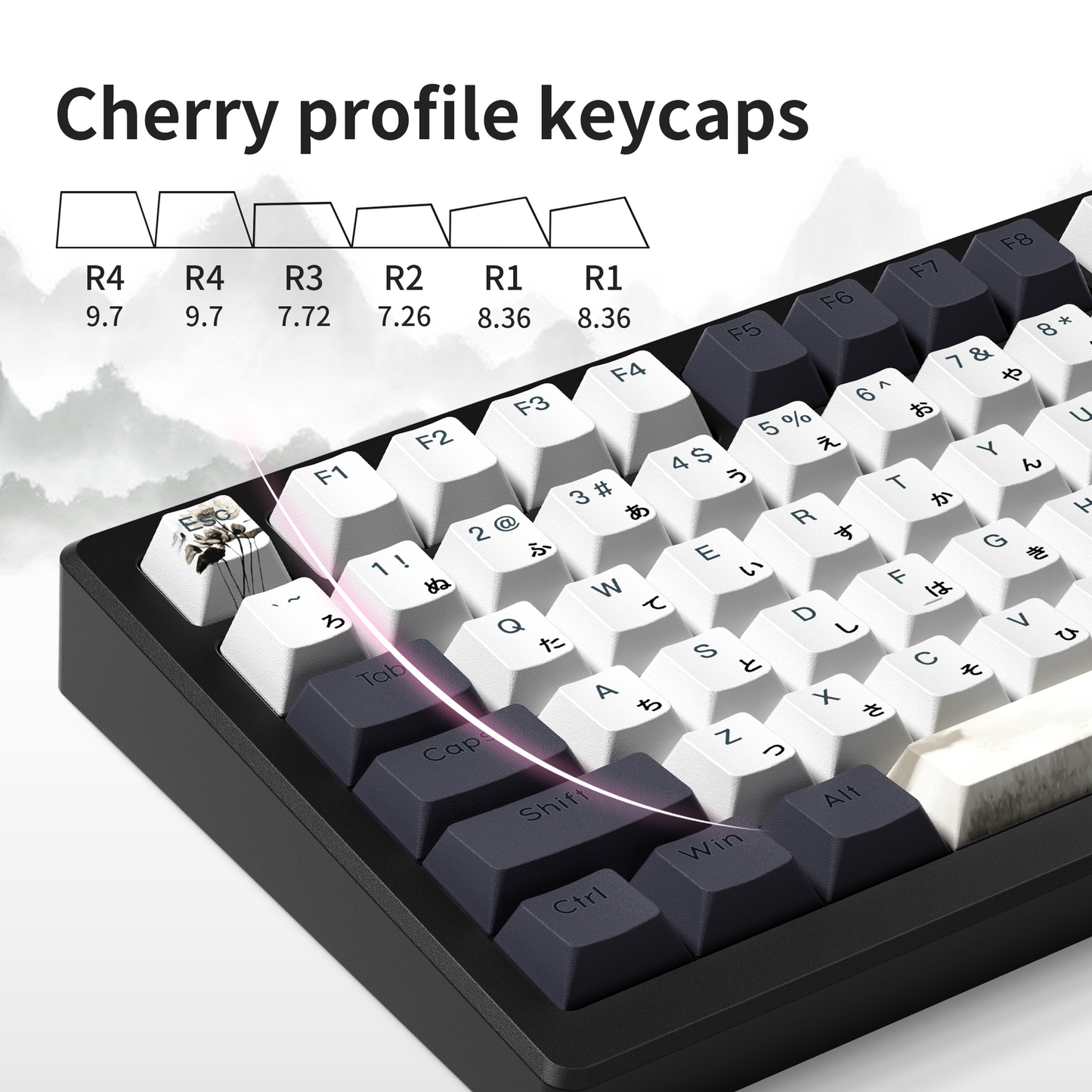 XVX Lotus Cherry Profile Shine Through Double shot 5-sided Dye-Sub PBT Keycap Set (133-Key)