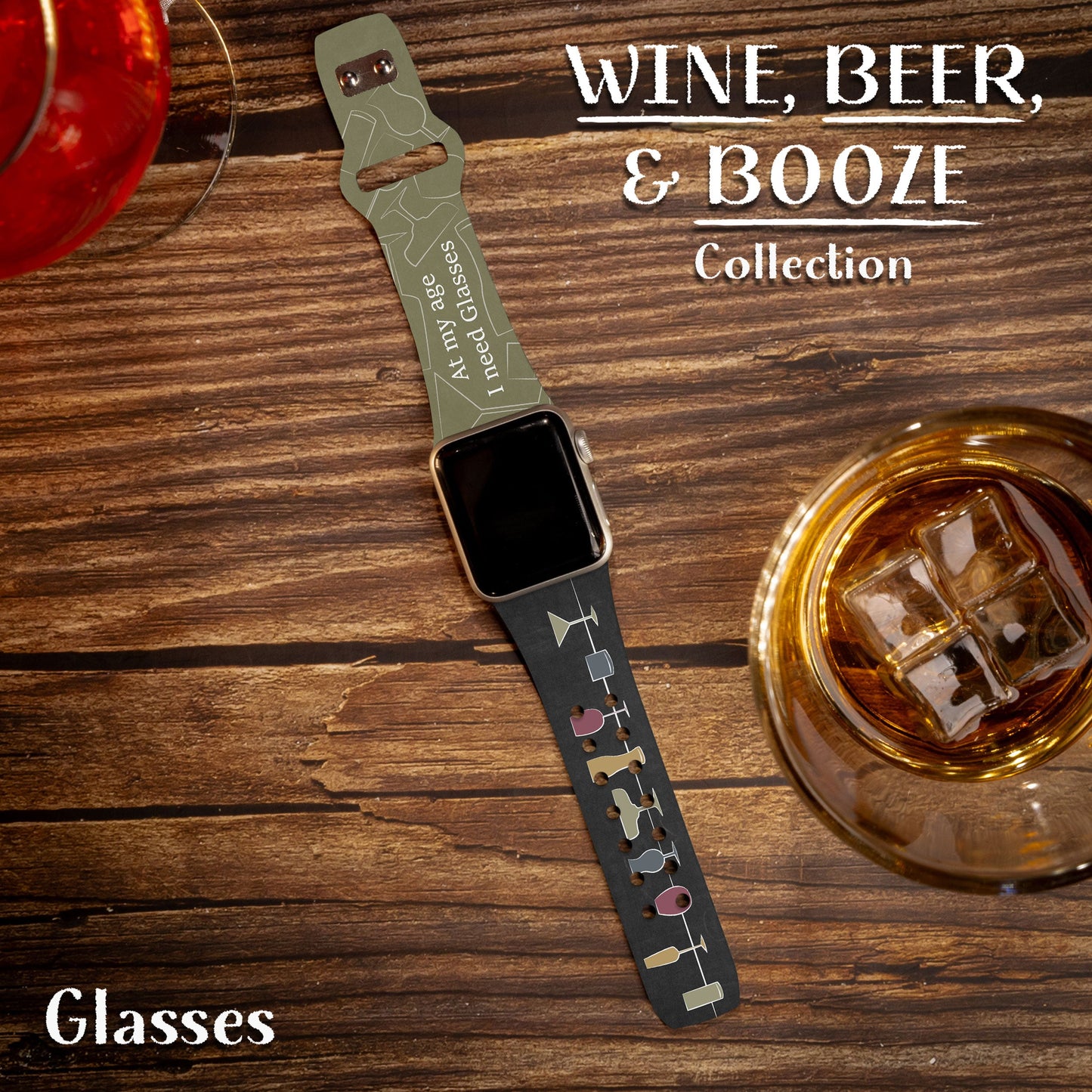 Wine, Beer, & Booze HD Apple Watch Band