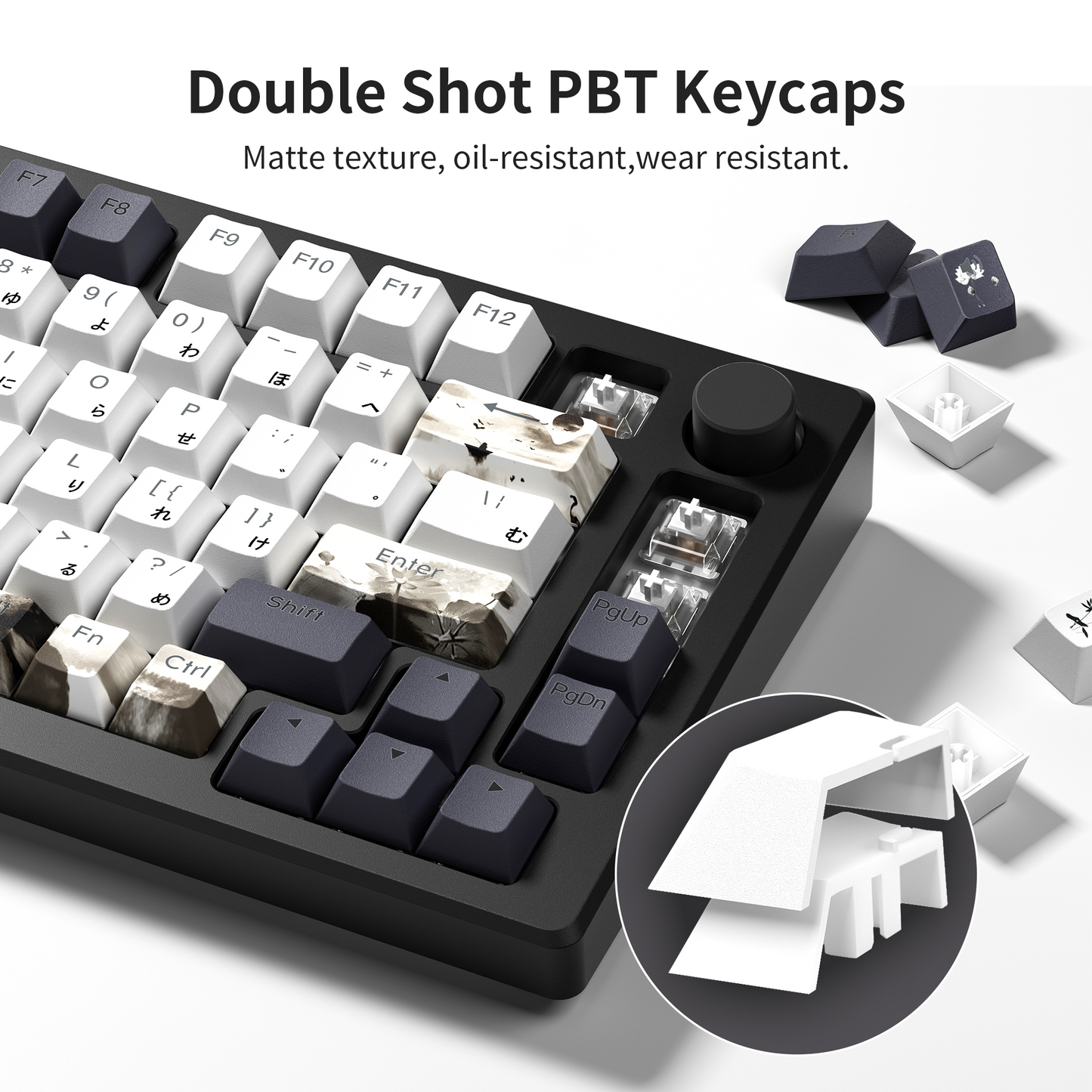 XVX Lotus Cherry Profile Shine Through Double shot 5-sided Dye-Sub PBT Keycap Set (133-Key)