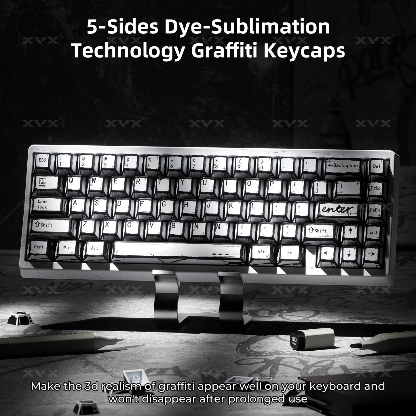 XVX Manga Theme graffiti Cherry Profile Dye-Sub PBT Keycaps Full Set (134-Keys)