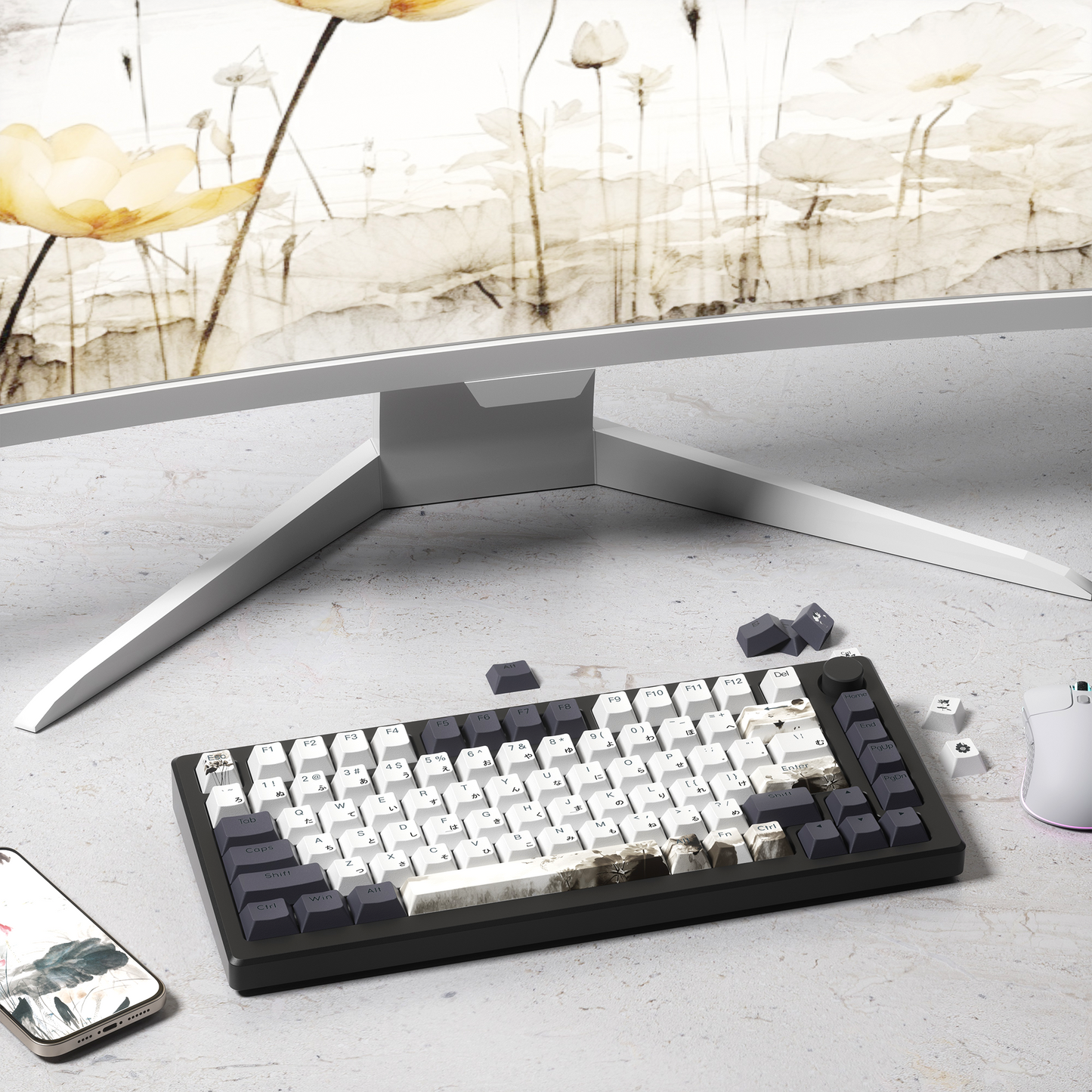 XVX Lotus Cherry Profile Shine Through Double shot 5-sided Dye-Sub PBT Keycap Set (133-Key)