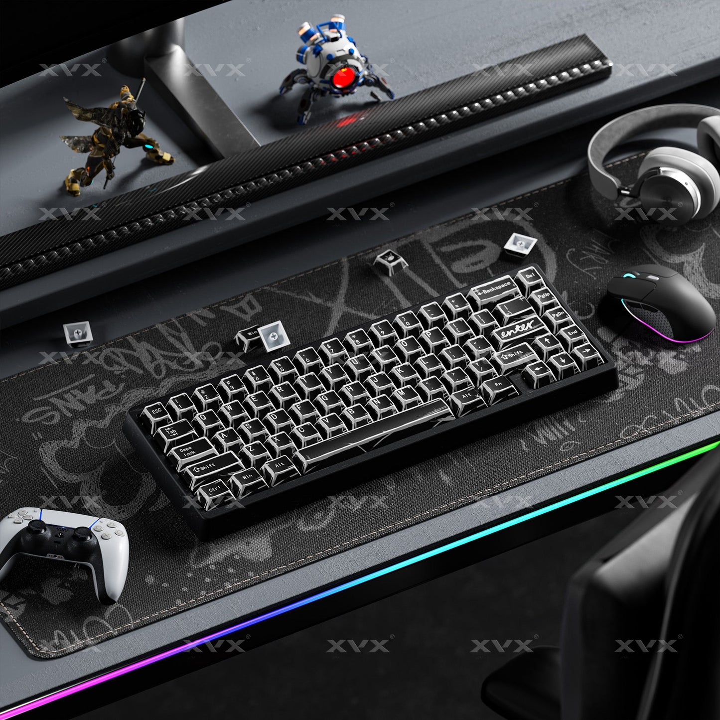 XVX Manga Theme graffiti Cherry Profile Dye-Sub PBT Keycaps Full Set (134-Keys)
