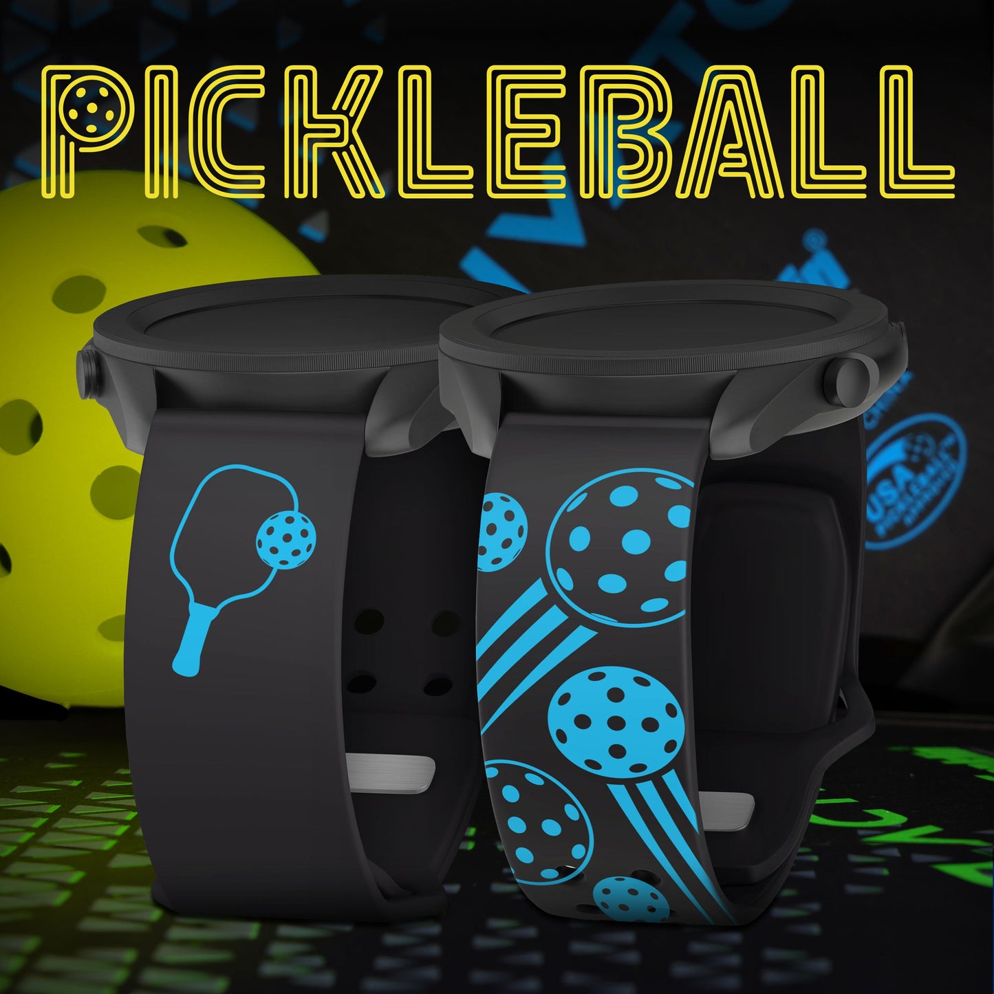 Pickleball HD Watchband for Samsung, Garmin, Fossil, and More