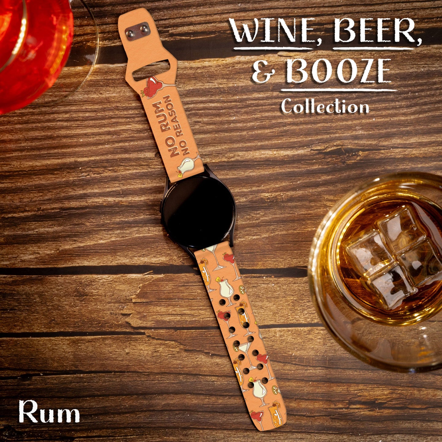 Wine, Beer, & Booze HD Watchband for Samsung, Garmin, Fossil, and More