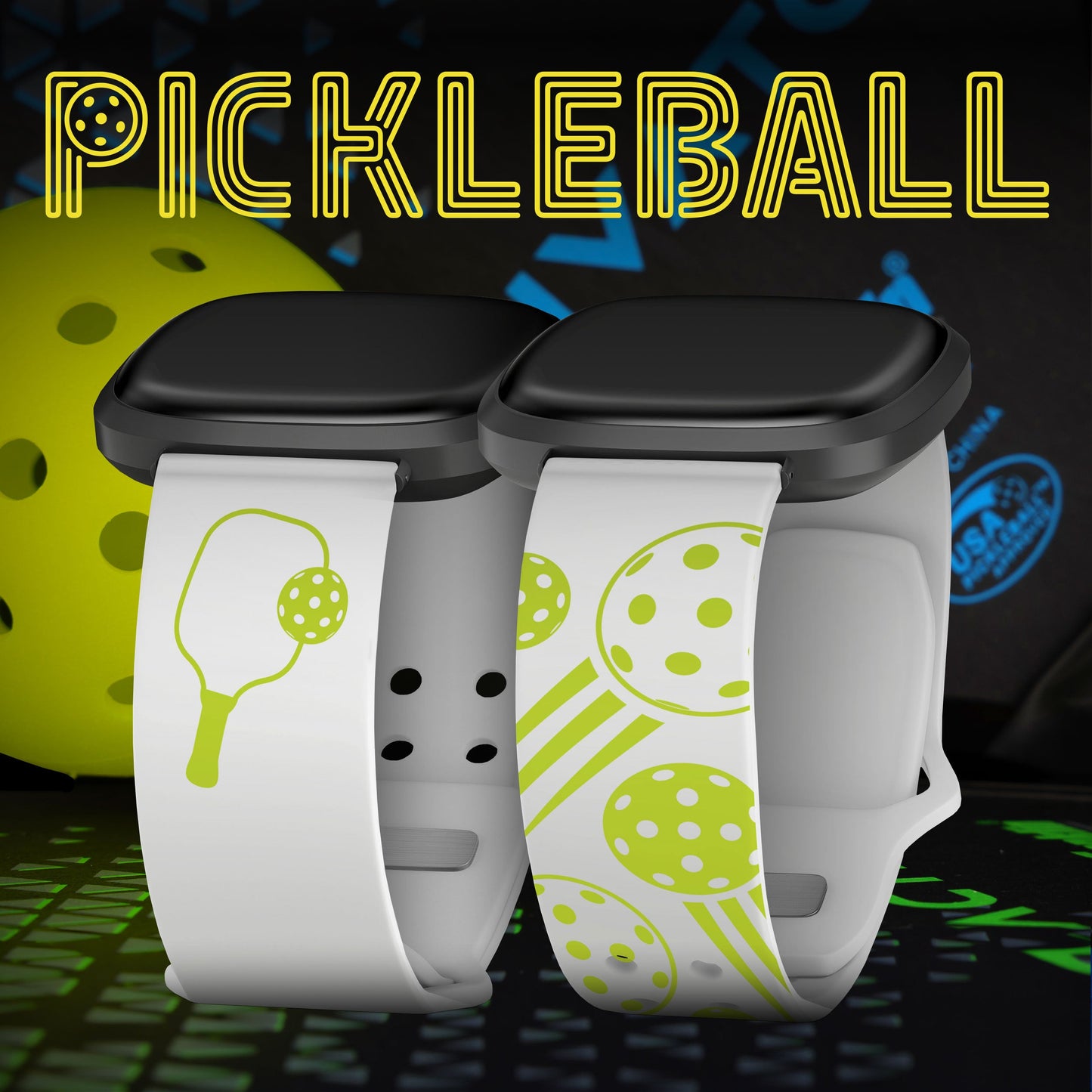 Pickleball Brights HD Fitbit Versa 3 & Sense 1 Watch Band