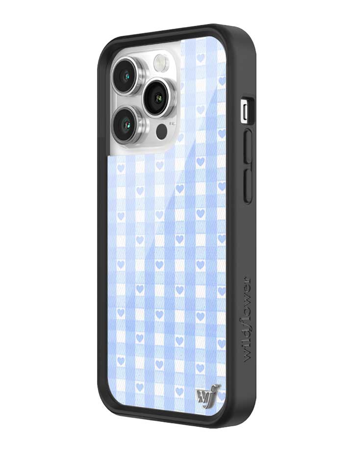 Gingham Hearts | Blue iPhone Case