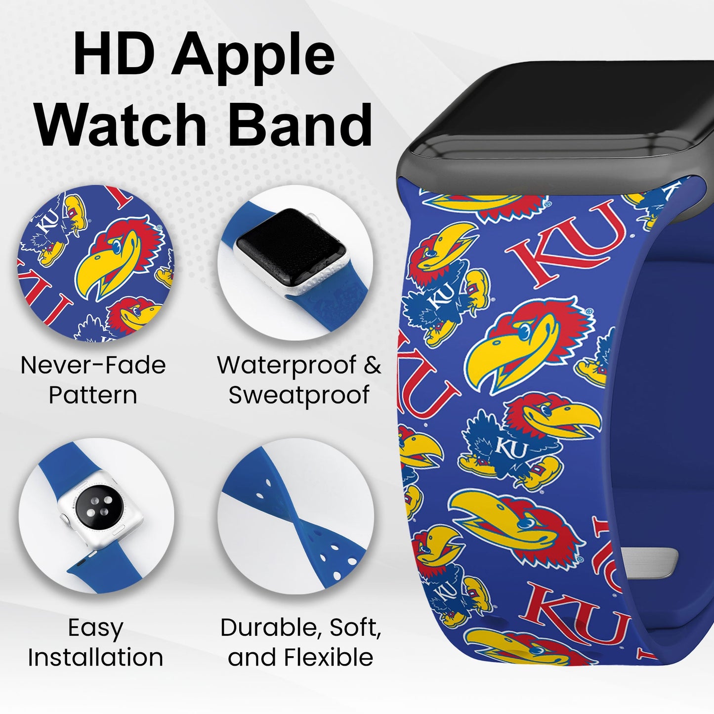 Kansas Jayhawks HD Apple Watch Band