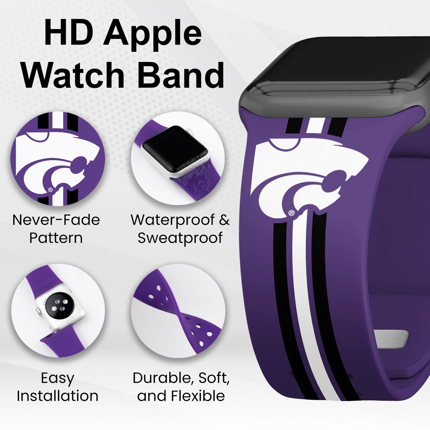 Kansas State Wildcats HD Apple Watch Band