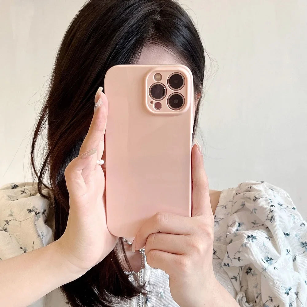 Solid Cream Color Shockproof Phone Case