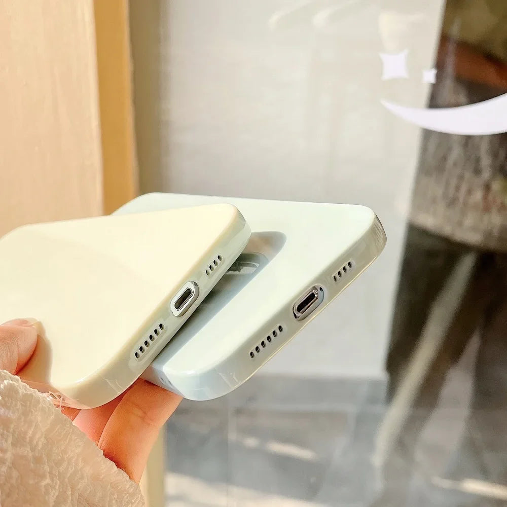 Solid Cream Color Shockproof Phone Case