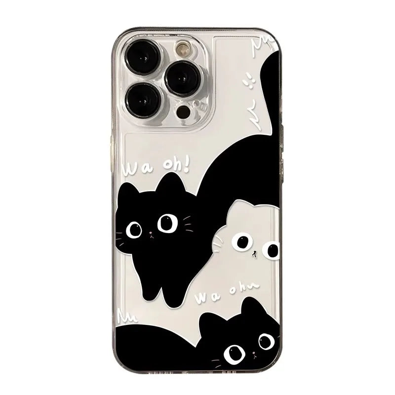 Black White Big Eyes Cat Kitty Phone Case