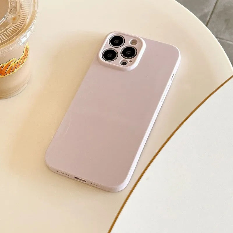 Solid Cream Color Shockproof Phone Case