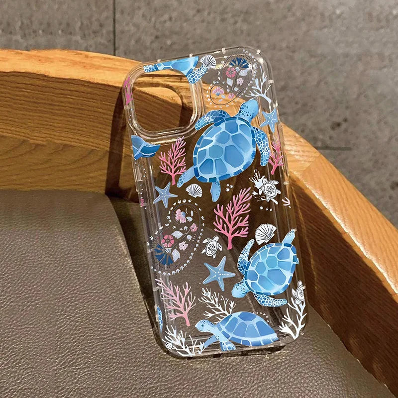Summer Marine Animals Sea Turtle Print Clear Phone Case