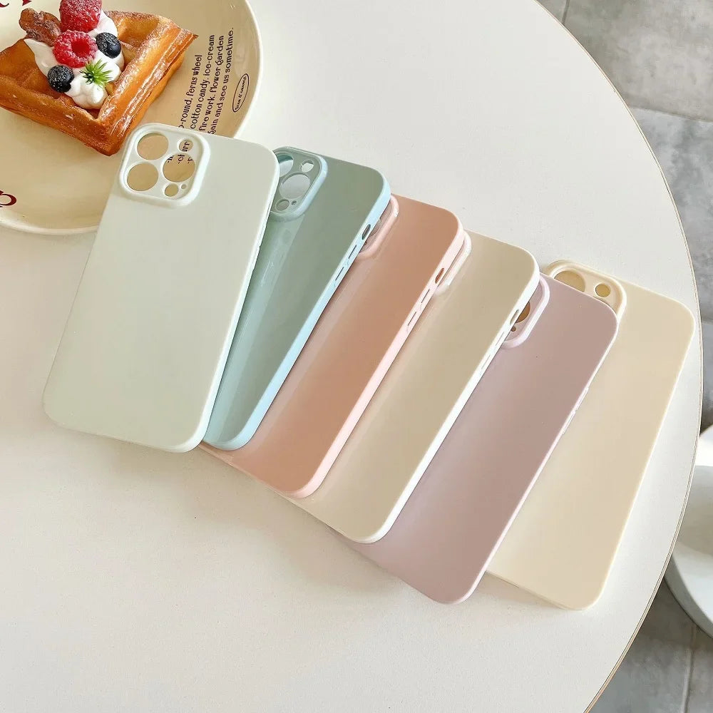 Solid Cream Color Shockproof Phone Case