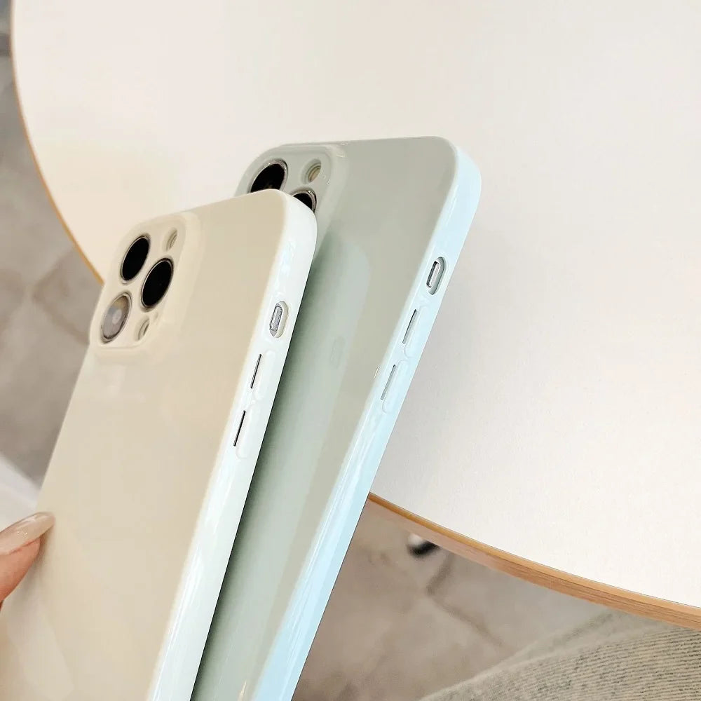 Solid Cream Color Shockproof Phone Case