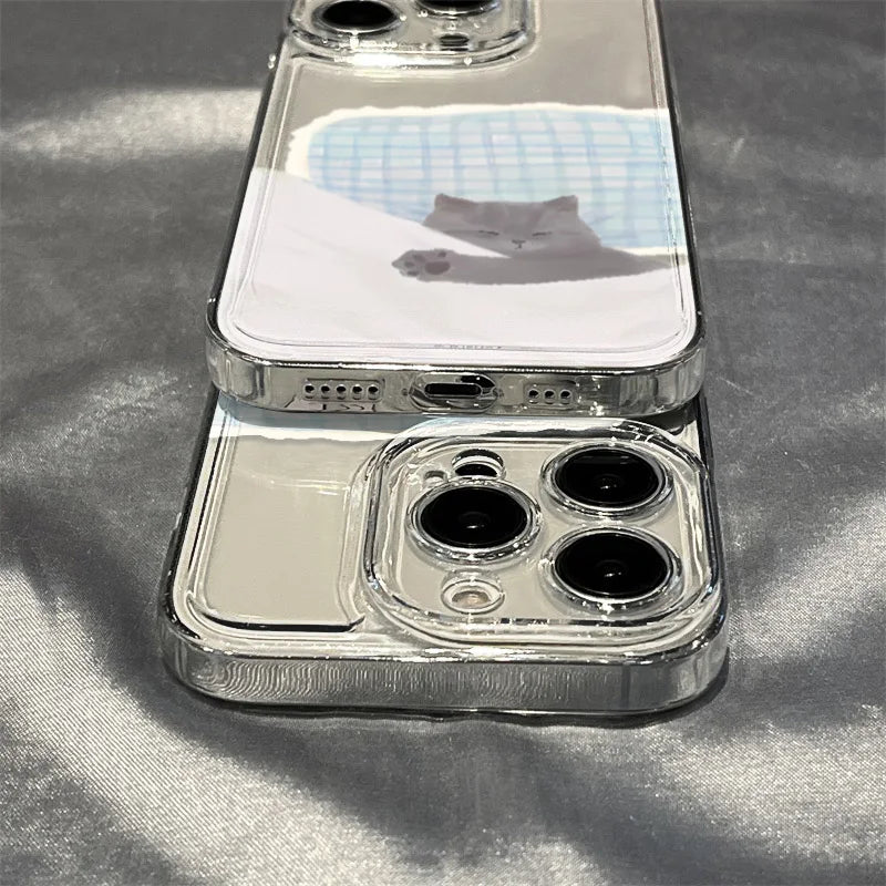 Cute Cat Clear Cartoon Animal Soft Shockproof Cover Phone Case