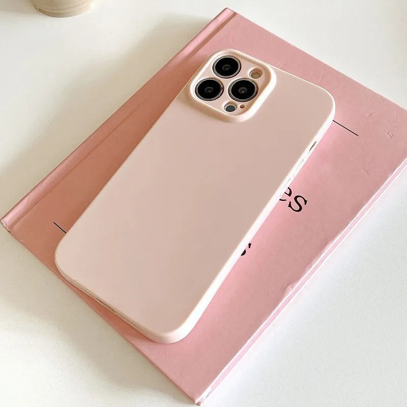 Solid Cream Color Shockproof Phone Case
