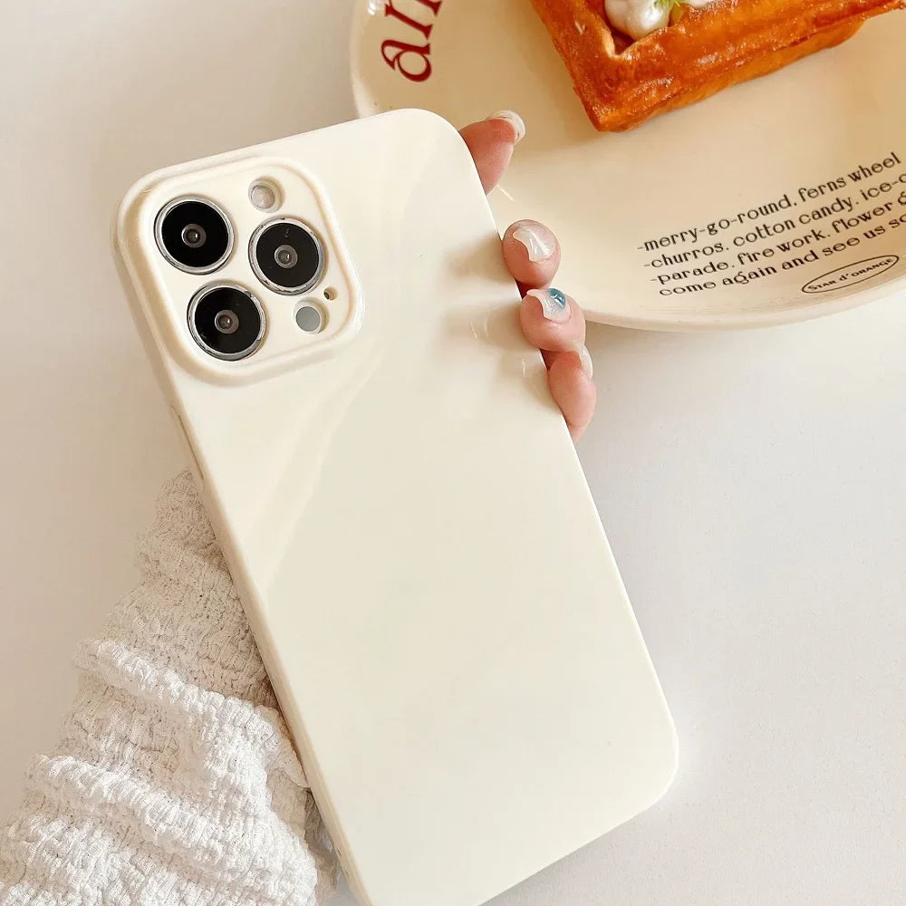 Solid Cream Color Shockproof Phone Case