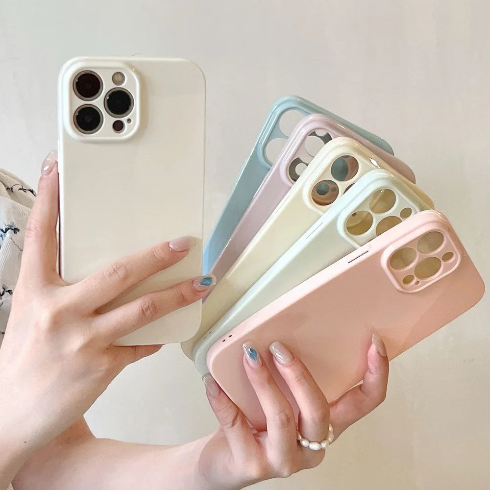 Solid Cream Color Shockproof Phone Case