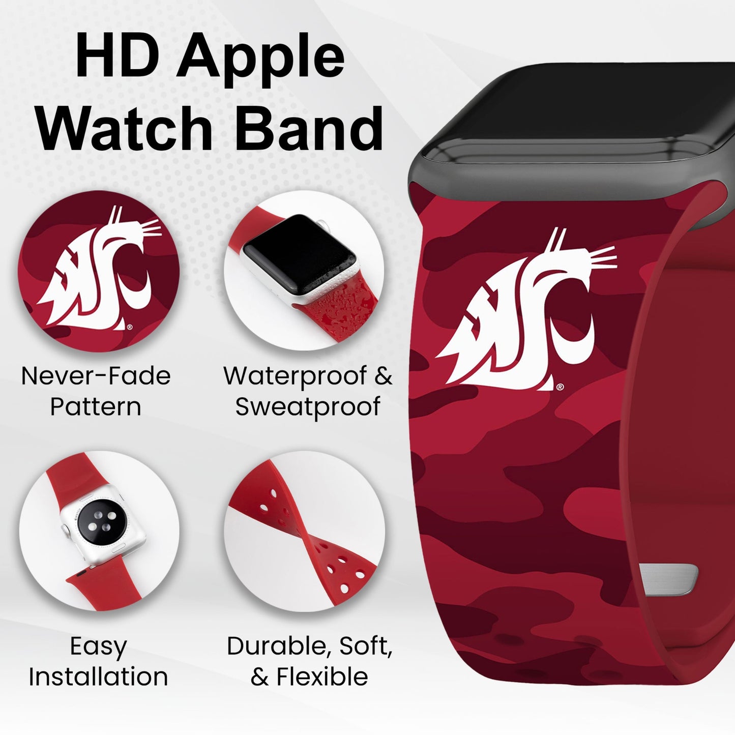 Washington State Cougars HD Apple Watch Band