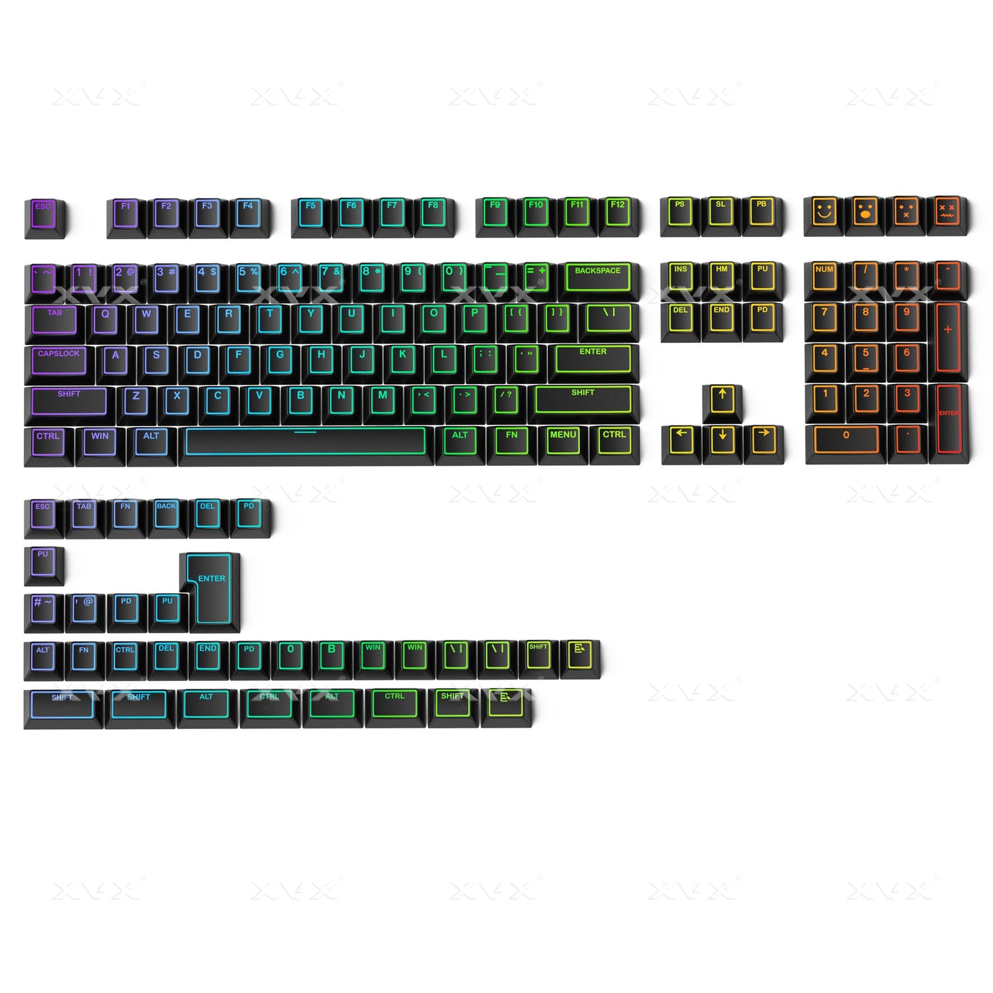 XVX PRISM Shine-Through Double shot Cherry Profile PBT Keycap Set 142-key