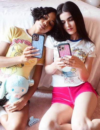 Gingham Hearts | Blue iPhone Case