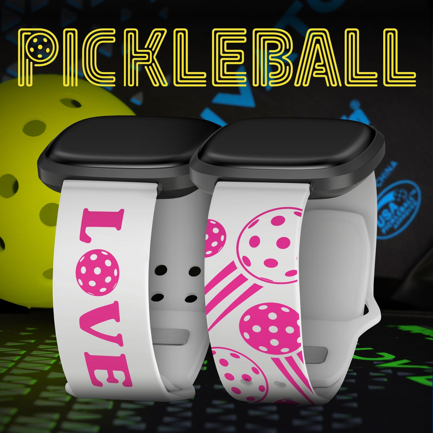 Pickleball Brights HD Fitbit Versa 3 & Sense 1 Watch Band