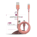 Braided 6 ft USB Type C To USB Type A Cable - Pink