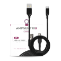 Braided 6 ft USB Type C To USB Type A Cable - Black