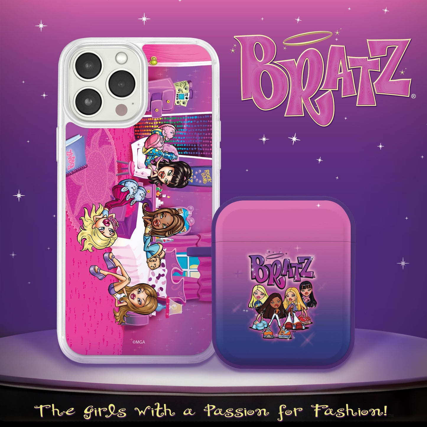 Bratz® Classic HD Apple iPhone 15 Mag-Safe Phone Case and AirPods Gen 1 & 2 Combo Package