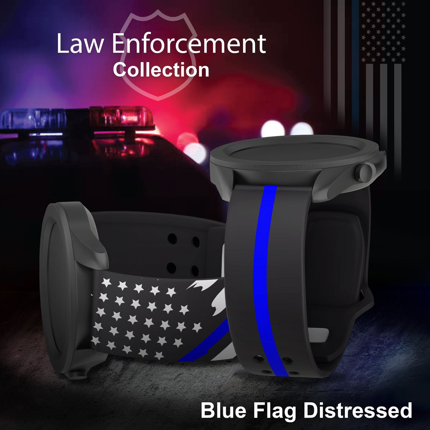 Law Enforcement HD Watchband for Samsung, Garmin, Fossil, and More for Samsung, Garmin, Fossil, and More