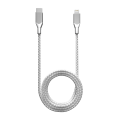 Braided 3 ft Lightning To USB Type C Cable - Silver