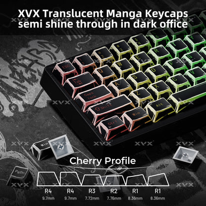 XVX Manga Theme graffiti Cherry Profile Dye-Sub PBT Keycaps Full Set (134-Keys)